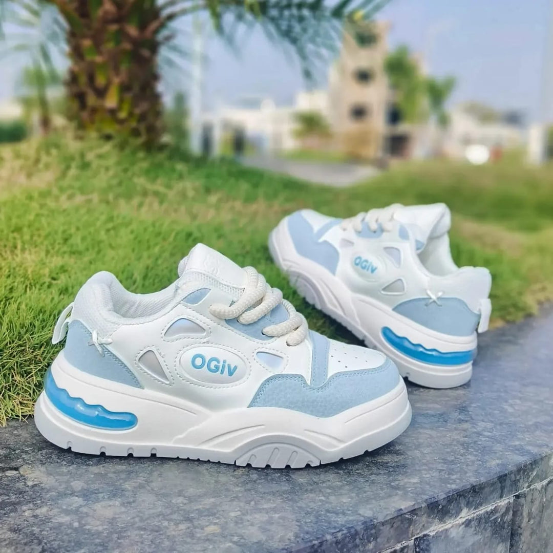 "Oogi"  white blue, Woman's Shoes