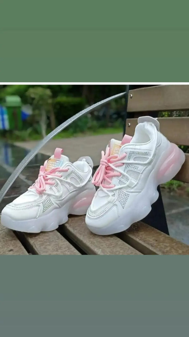 Comfortable Casual Sneakers Shoes For Women's 'PINK LACE"
