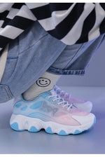 Load image into Gallery viewer, Rhinestone Decor Lace-up Front Sneakers, Blue Pink