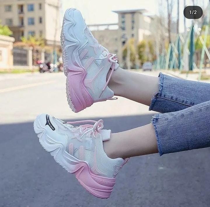 Trendy Women And Girls Casual-Shoe white/pink
