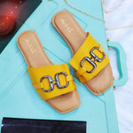 Load image into Gallery viewer, women flats slippers stylish model fashion flat casual daily use Yellow
